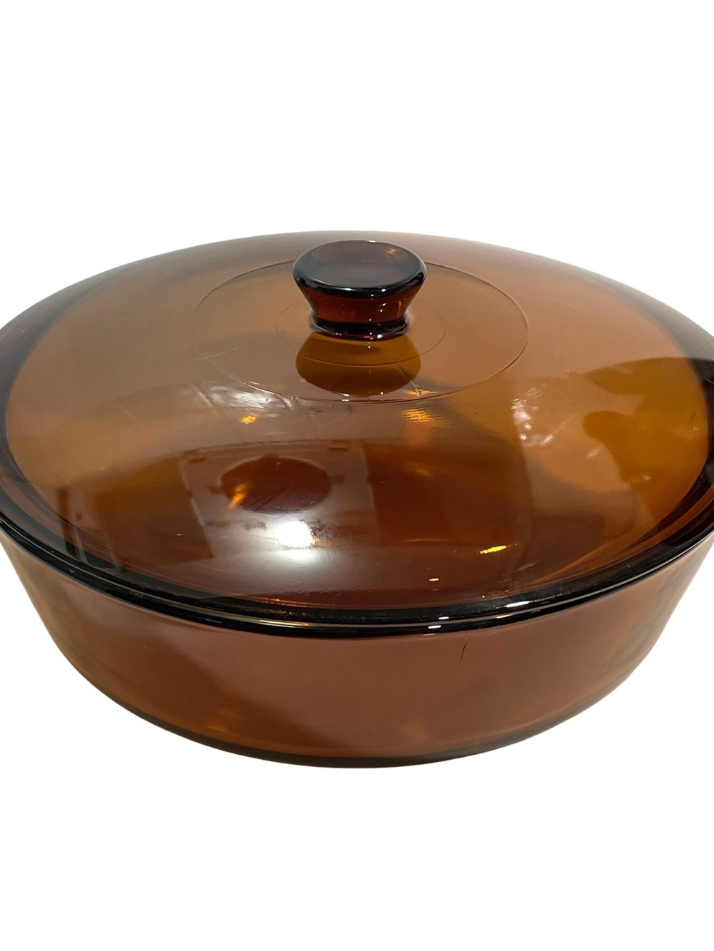 Vintage 1970s Anchor Hocking Harvest Amber Glass Covered Casserole Dish 438